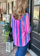 Lizzy Blue Pink Watercolor Wrinkle Free Top | Dear Scarlett - Casual Top -Jimberly's Boutique-Olive Branch-Mississippi