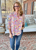 Lizzy Blush Print Wrinkle Free Top | Dear Scarlett - Casual Top -Jimberly's Boutique-Olive Branch-Mississippi