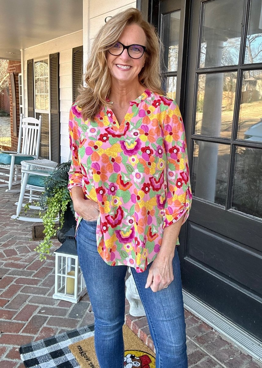 Lizzy Floral Mauve Multi Top | Dear Scarlett - Casual Top -Jimberly's Boutique-Olive Branch-Mississippi