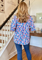 Lizzy Floral Smocked Sleeve Top - Royal Combo | Dear Scarlett - Dear Scarlett Wrinkle Free Top - Jimberly's Boutique - Olive Branch - Mississippi