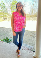 Lizzy Flutter Sleeve Top - Pink Floral | Dear Scarlett - Dear Scarlett Wrinkle Free Top - Jimberly's Boutique - Olive Branch - Mississippi