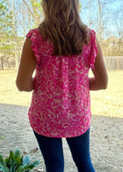 Lizzy Flutter Sleeve Top - Pink Floral | Dear Scarlett - Dear Scarlett Wrinkle Free Top - Jimberly's Boutique - Olive Branch - Mississippi