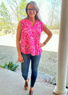 Lizzy Flutter Sleeve Top - Pink Floral | Dear Scarlett - Dear Scarlett Wrinkle Free Top - Jimberly's Boutique - Olive Branch - Mississippi