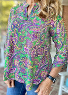 Lizzy Green Multi Paisley Top | Dear Scarlett - Casual Top - Jimberly's Boutique - Olive Branch - Mississippi