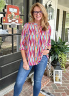 Lizzy Multi Stripe Wrinkle Free Top | Dear Scarlett - Casual Top -Jimberly's Boutique-Olive Branch-Mississippi