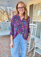 Lizzy Paisley Power Top - Navy | Dear Scarlett - Jimberly's Boutique - Olive Branch - Mississippi