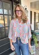Lizzy Python Mint Multi Wrinkle Free Top | Dear Scarlett - Casual Top -Jimberly's Boutique-Olive Branch-Mississippi