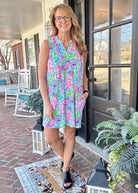 Lizzy Tank Dress - Mint/Pink Floral | Dear Scarlett - Dear Scarlett Wrinkle Free Dress - Jimberly's Boutique - Olive Branch - Mississippi