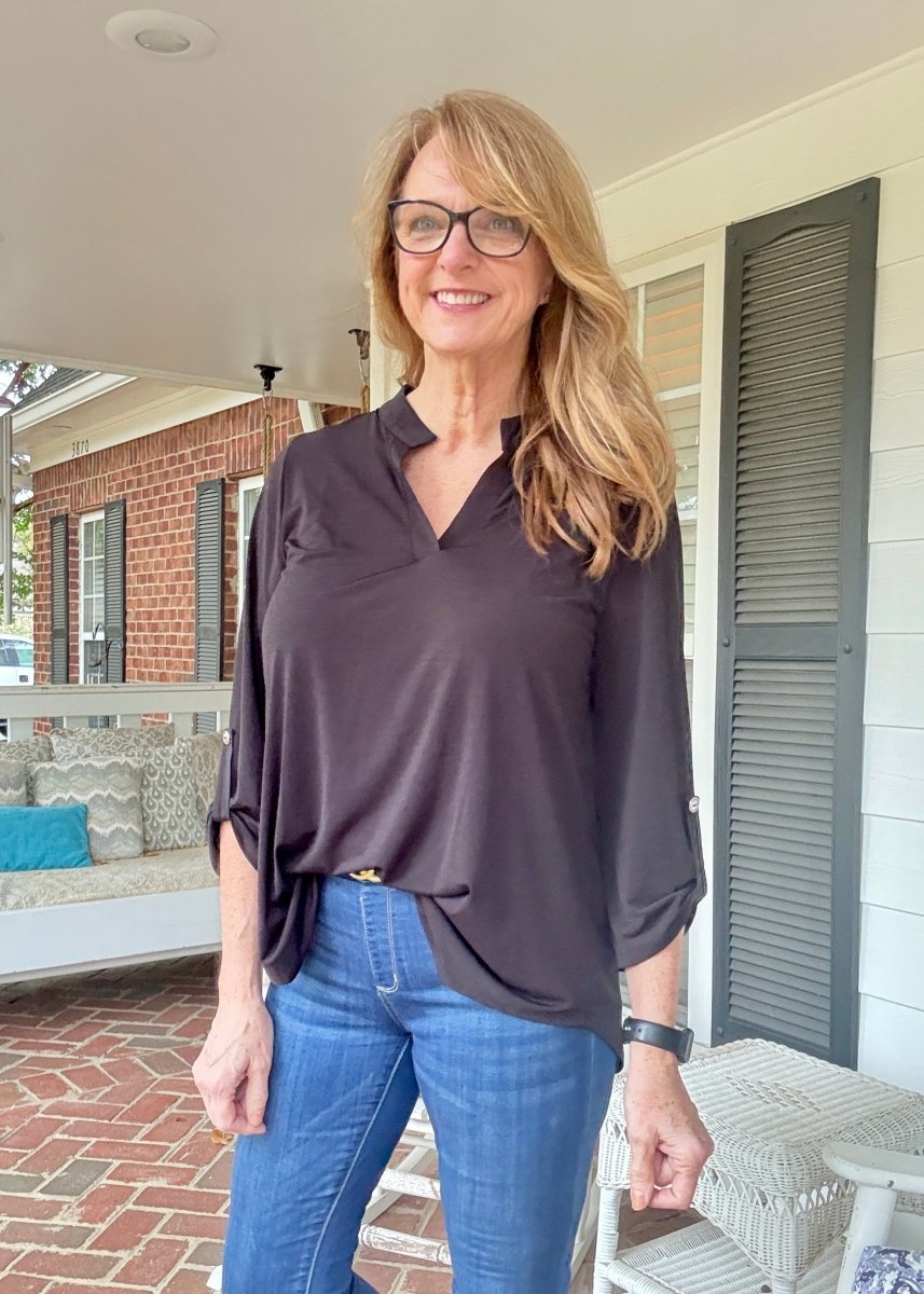 Lizzy Wrinkle Free Top - Black | Dear Scarlett - Casual Top - Jimberly's Boutique - Olive Branch - Mississippi