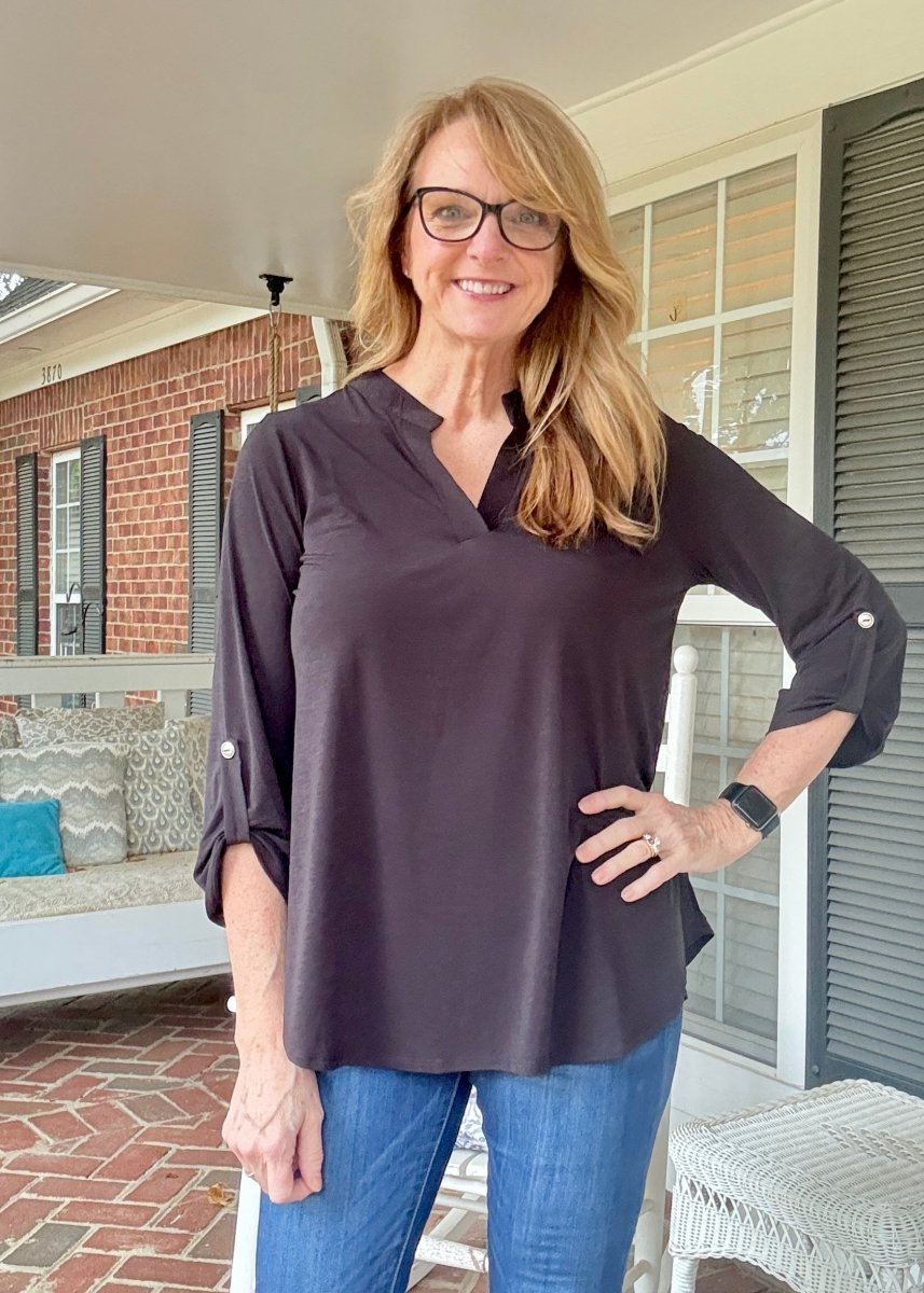 Lizzy Wrinkle Free Top - Black | Dear Scarlett - Casual Top - Jimberly's Boutique - Olive Branch - Mississippi