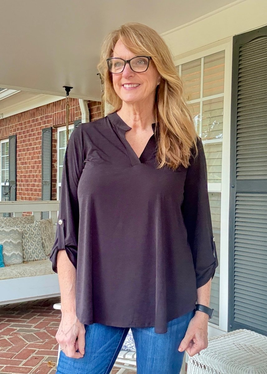 Lizzy Wrinkle Free Top - Black | Dear Scarlett - Casual Top - Jimberly's Boutique - Olive Branch - Mississippi