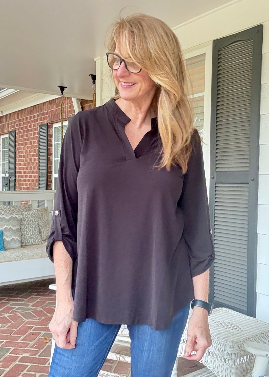 Lizzy Wrinkle Free Top - Black | Dear Scarlett - Casual Top - Jimberly's Boutique - Olive Branch - Mississippi