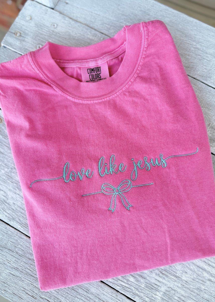 Love Like Jesus Embroidered Comfort Colors SS Tshirt - Embroidered Comfort Colors - Jimberly's Boutique - Olive Branch - Mississippi