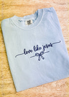 Lt Blue Love Like Jesus Embroidered Comfort Colors SS Tshirt - Embroidered Comfort Colors - Jimberly's Boutique - Olive Branch - Mississippi