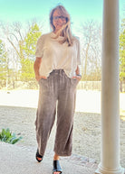 Lucinda Acid Wash Pants - Ash Grey - linen pants - Jimberly's Boutique - Olive Branch - Mississippi
