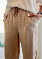 Lucinda Acid Wash Pants - Ash Mocha - linen pants - Jimberly's Boutique - Olive Branch - Mississippi