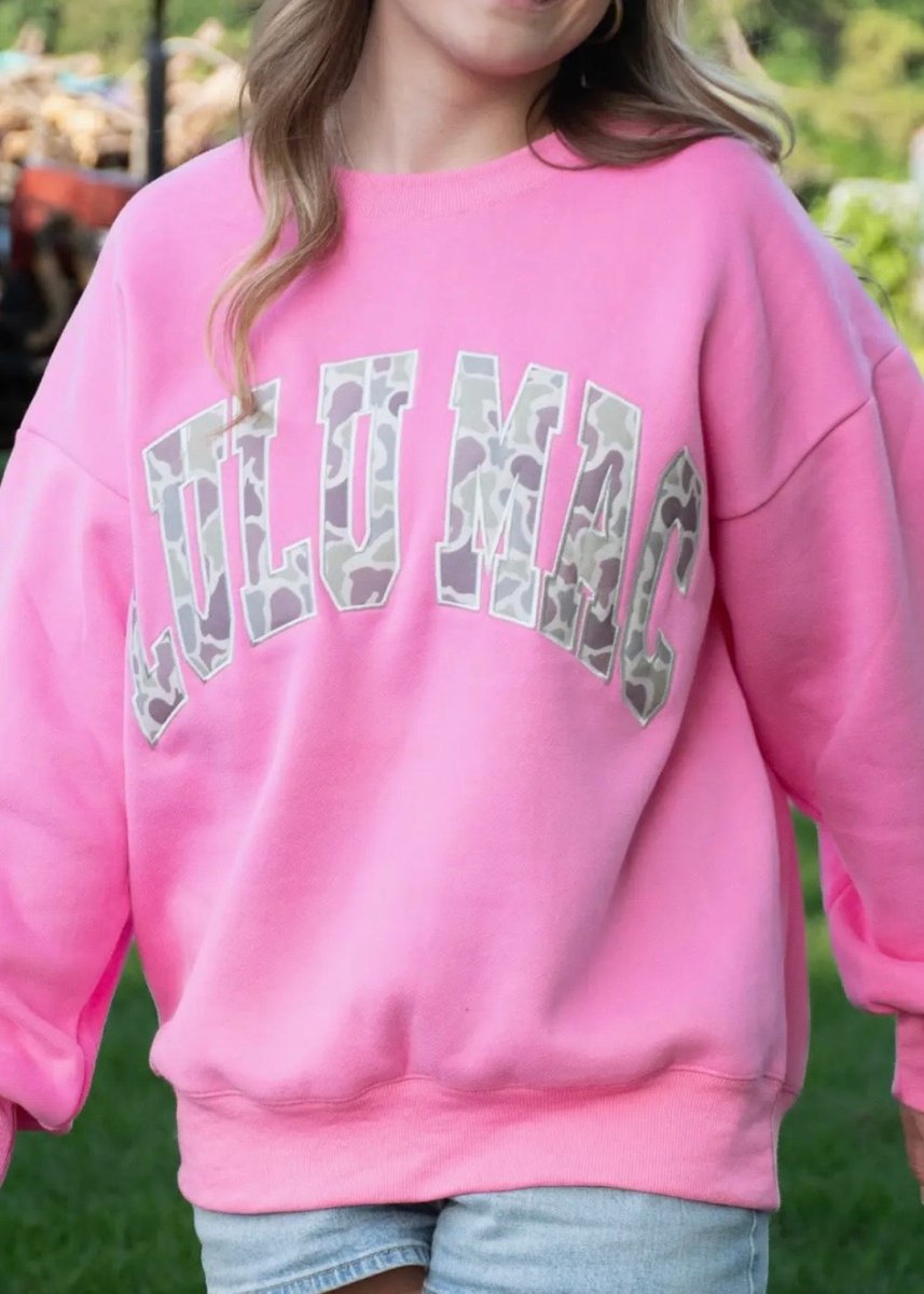 LULU MAC Camo Sweatshirt - Bubblegum - LULU MAC Sweatshirt -Jimberly's Boutique-Olive Branch-Mississippi