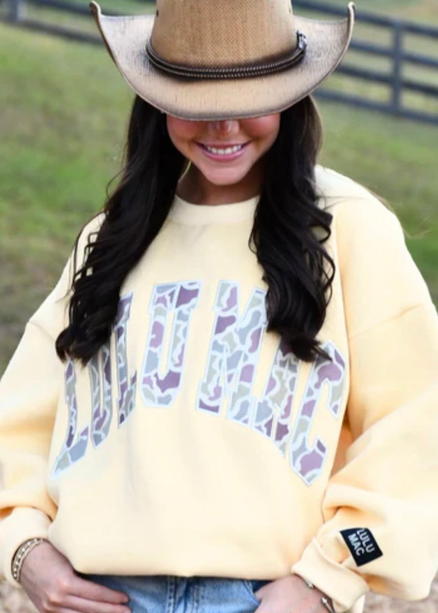 LULU MAC Camo Sweatshirt - Butter - LULU MAC Sweatshirt - Jimberly's Boutique - Olive Branch - Mississippi