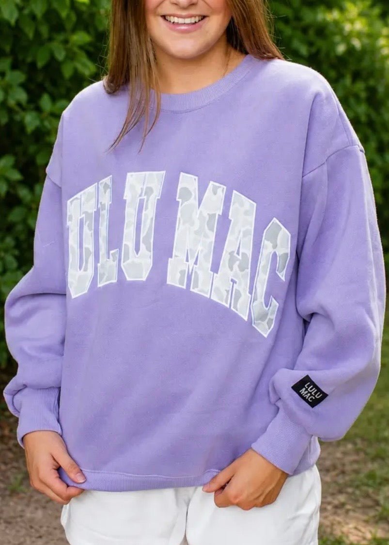 LULU MAC Camo Sweatshirt - Lavender - LULU MAC Sweatshirt -Jimberly's Boutique-Olive Branch-Mississippi