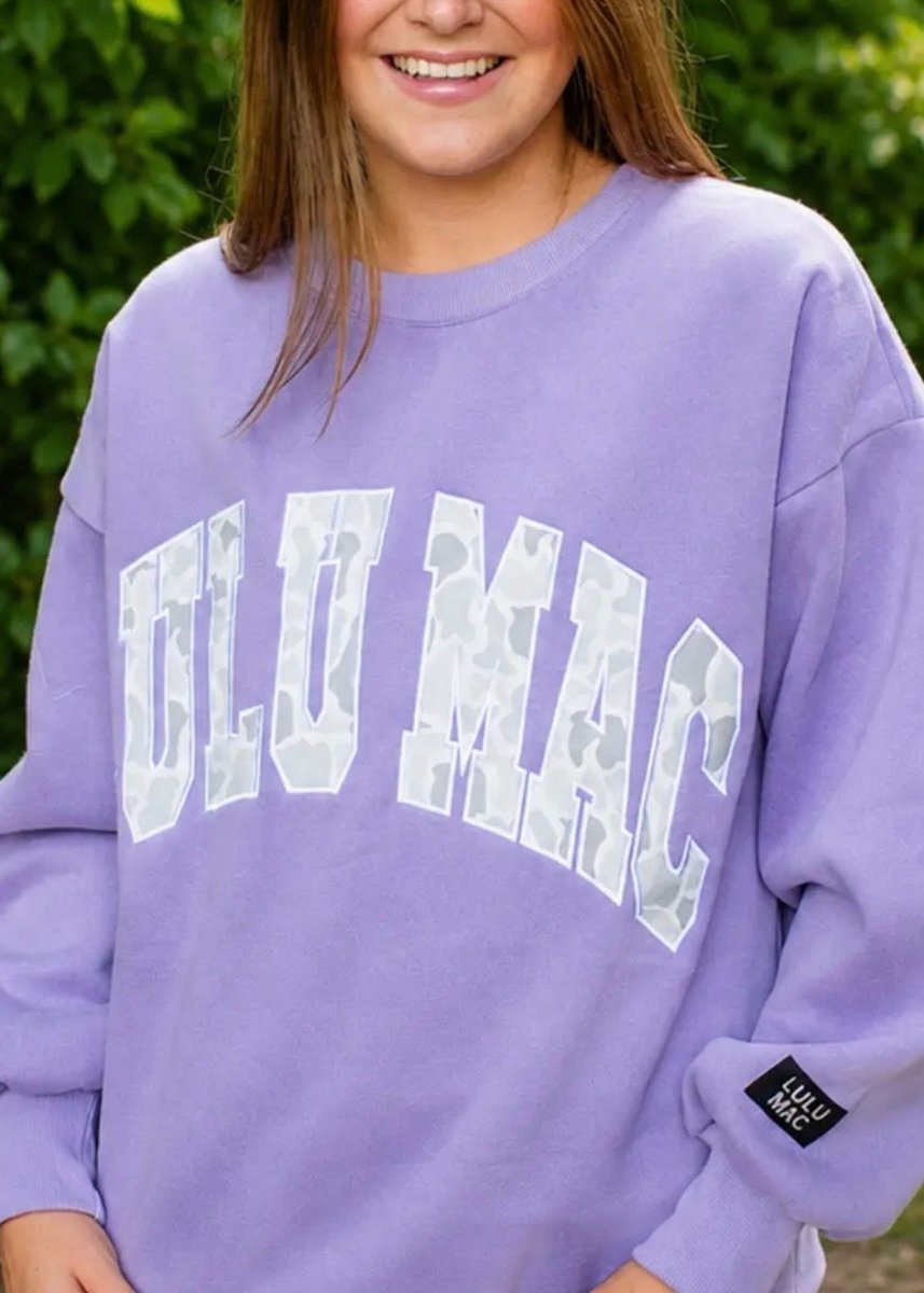 LULU MAC Camo Sweatshirt - Lavender - LULU MAC Sweatshirt -Jimberly's Boutique-Olive Branch-Mississippi