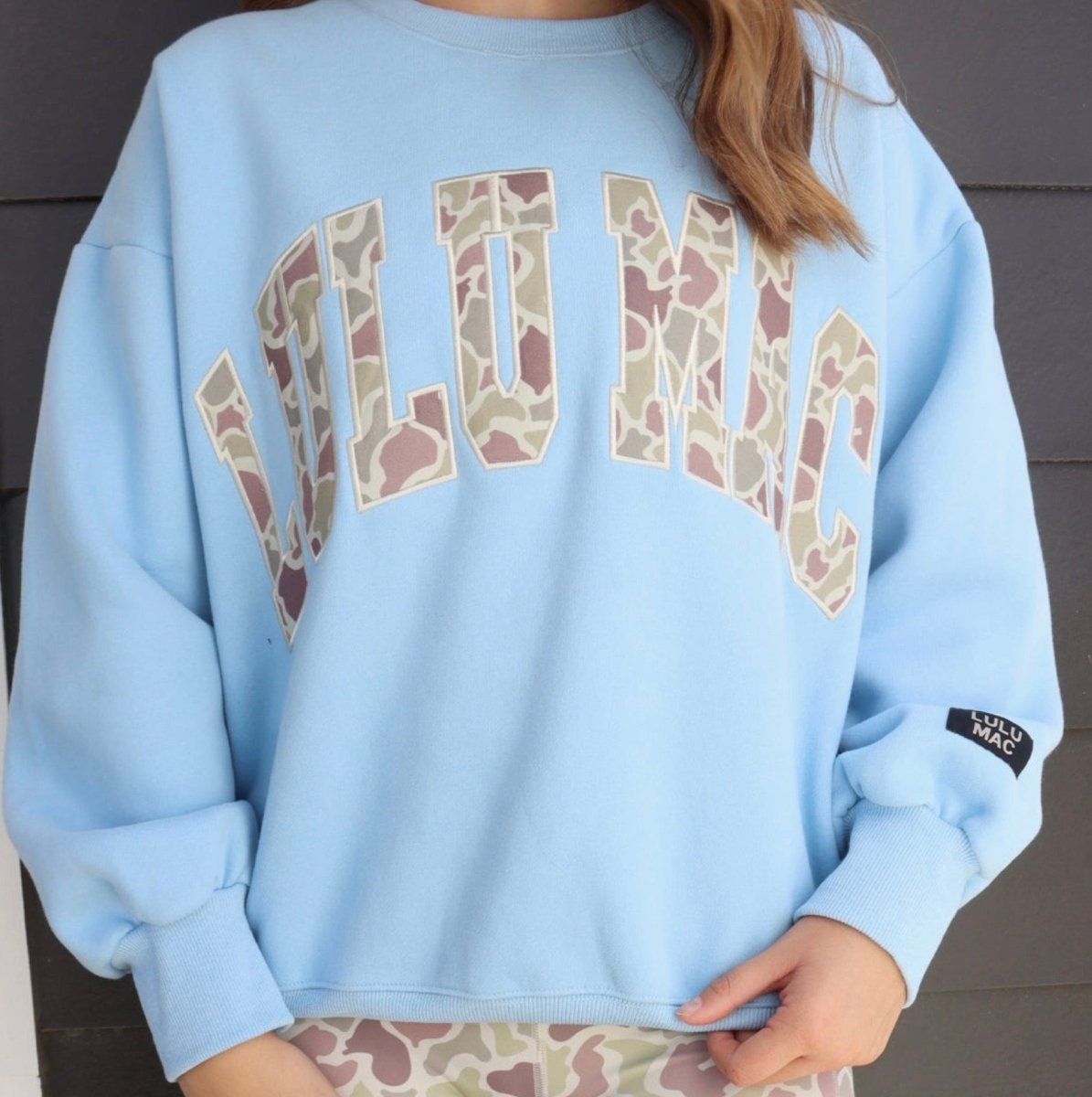 LULU MAC Camo Sweatshirt - Lt Blue - LULU MAC Sweatshirt -Jimberly's Boutique-Olive Branch-Mississippi