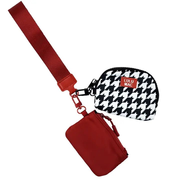 Lulu Mac Double Pouch Wristlets - Crimson/Houndstooth - LULU MAC Wristlet -Jimberly's Boutique-Olive Branch-Mississippi