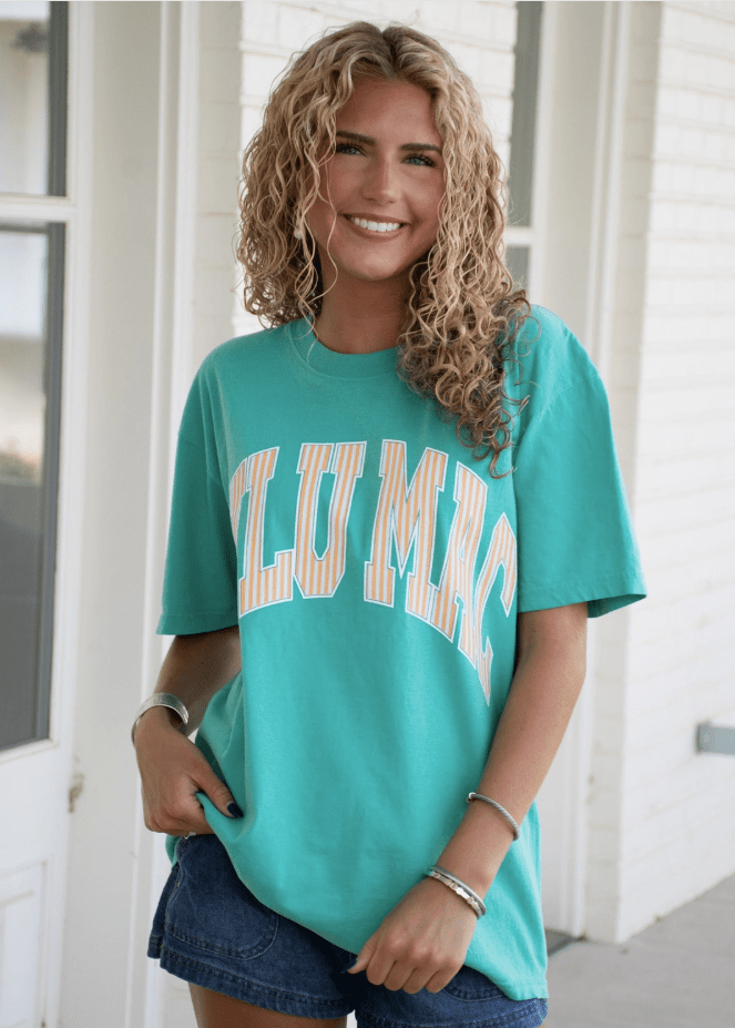 LULU MAC Stripe Adult Cream Sickle Sky/Island Green - LULU MAC Short Sleeve - Jimberly's Boutique - Olive Branch - Mississippi