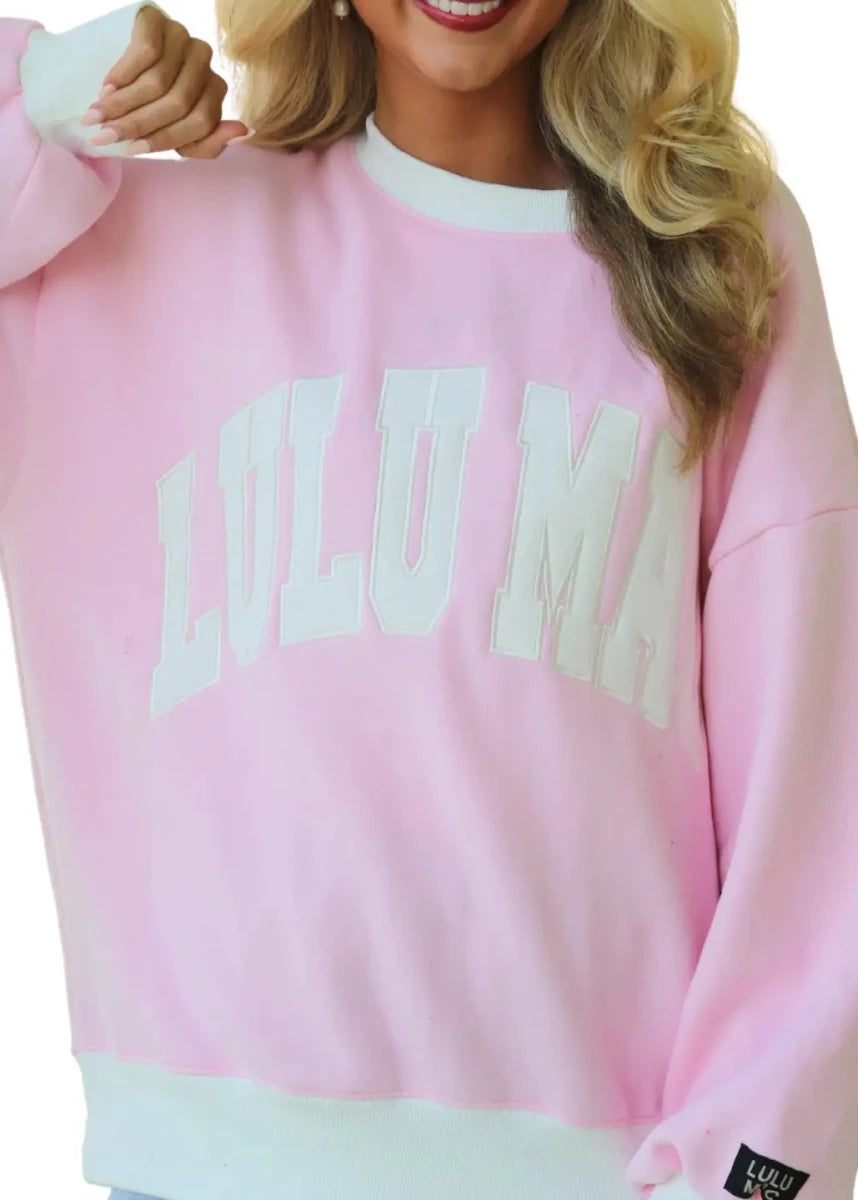 LULU MAC Sweatshirt - Color Block Pink/White - Stitch - LULU MAC Sweatshirt - Jimberly's Boutique - Olive Branch - Mississippi