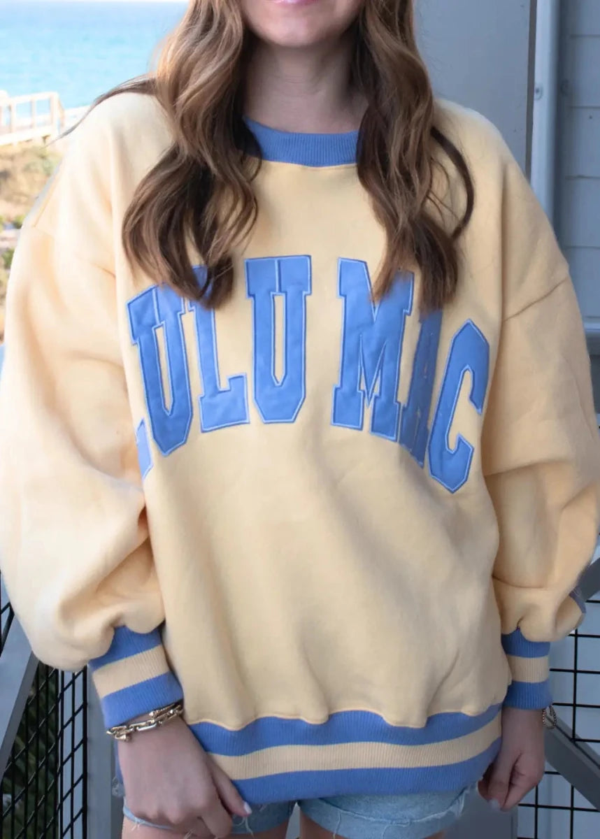 LULU MAC Sweatshirt - Social Society Butter/Lavender - Stitch - LULU MAC Sweatshirt - Jimberly's Boutique - Olive Branch - Mississippi