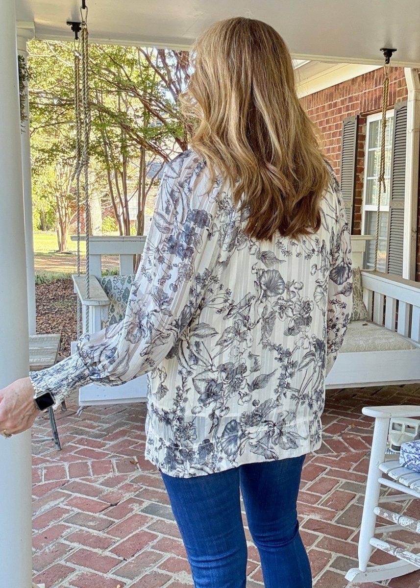 Lurex Floral Print Top - Black | Umgee - Umgee Top - Jimberly's Boutique - Olive Branch - Mississippi