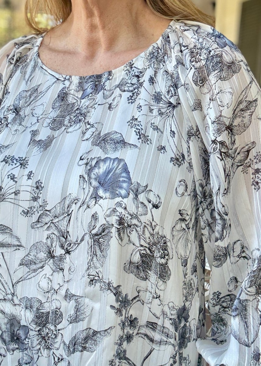 Lurex Floral Print Top - Black | Umgee - Umgee Top - Jimberly's Boutique - Olive Branch - Mississippi