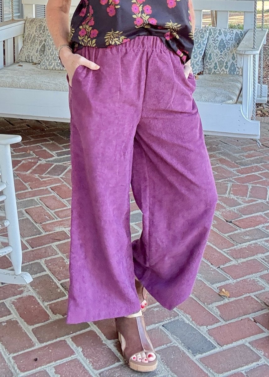 Lydia Corduroy Pants - Eggplant - corduroy pants - Jimberly's Boutique - Olive Branch - Mississippi