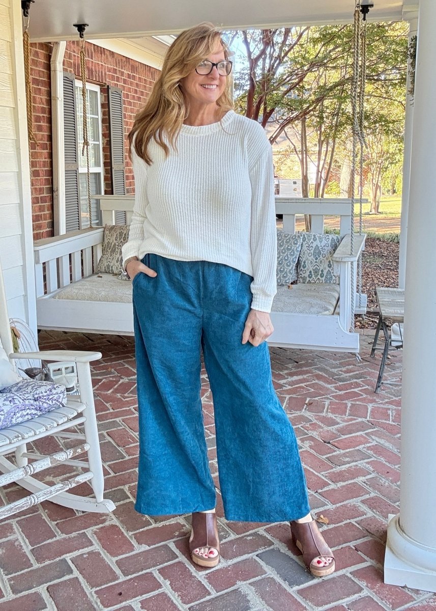 Lydia Corduroy Pants - Teal - corduroy pants - Jimberly's Boutique - Olive Branch - Mississippi