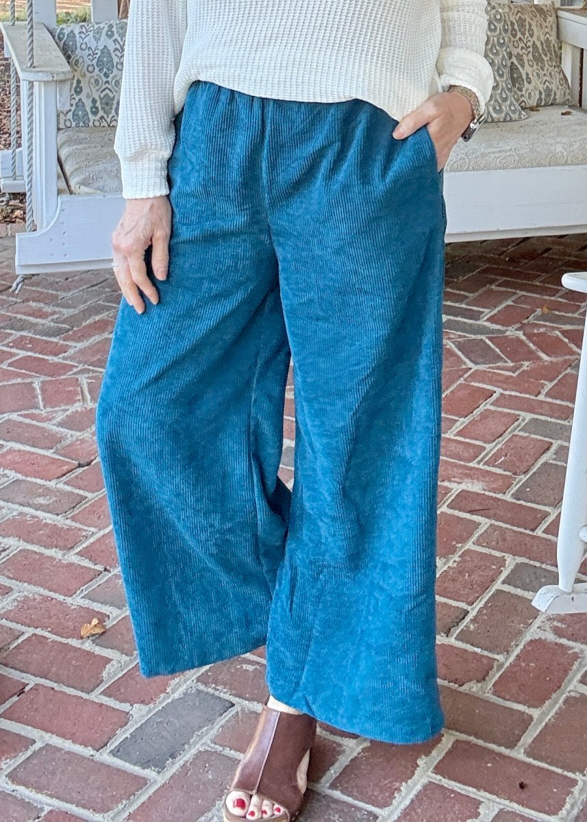 Lydia Corduroy Pants - Teal - corduroy pants - Jimberly's Boutique - Olive Branch - Mississippi