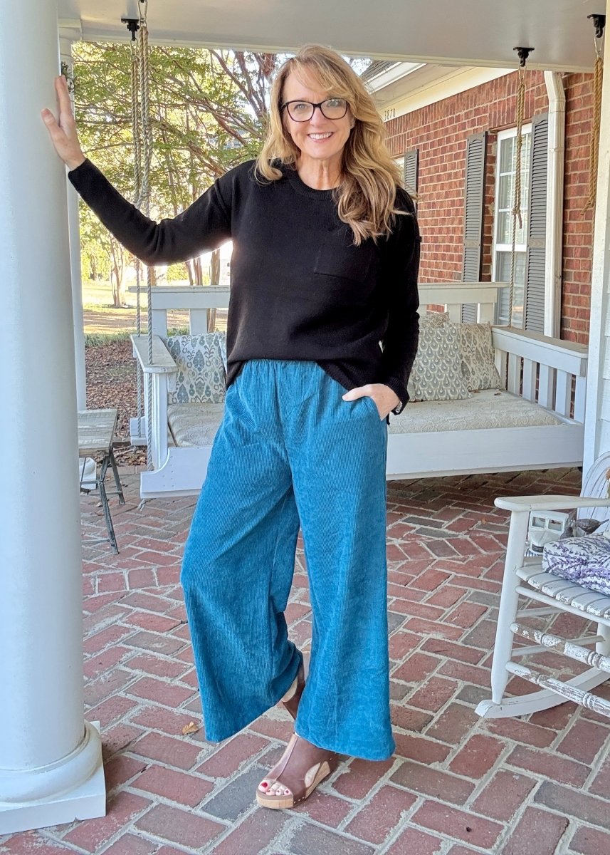 Lydia Corduroy Pants - Teal - corduroy pants - Jimberly's Boutique - Olive Branch - Mississippi