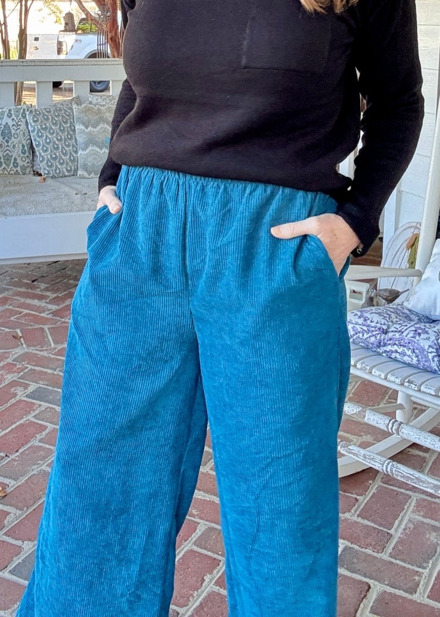 Lydia Corduroy Pants - Teal - corduroy pants - Jimberly's Boutique - Olive Branch - Mississippi