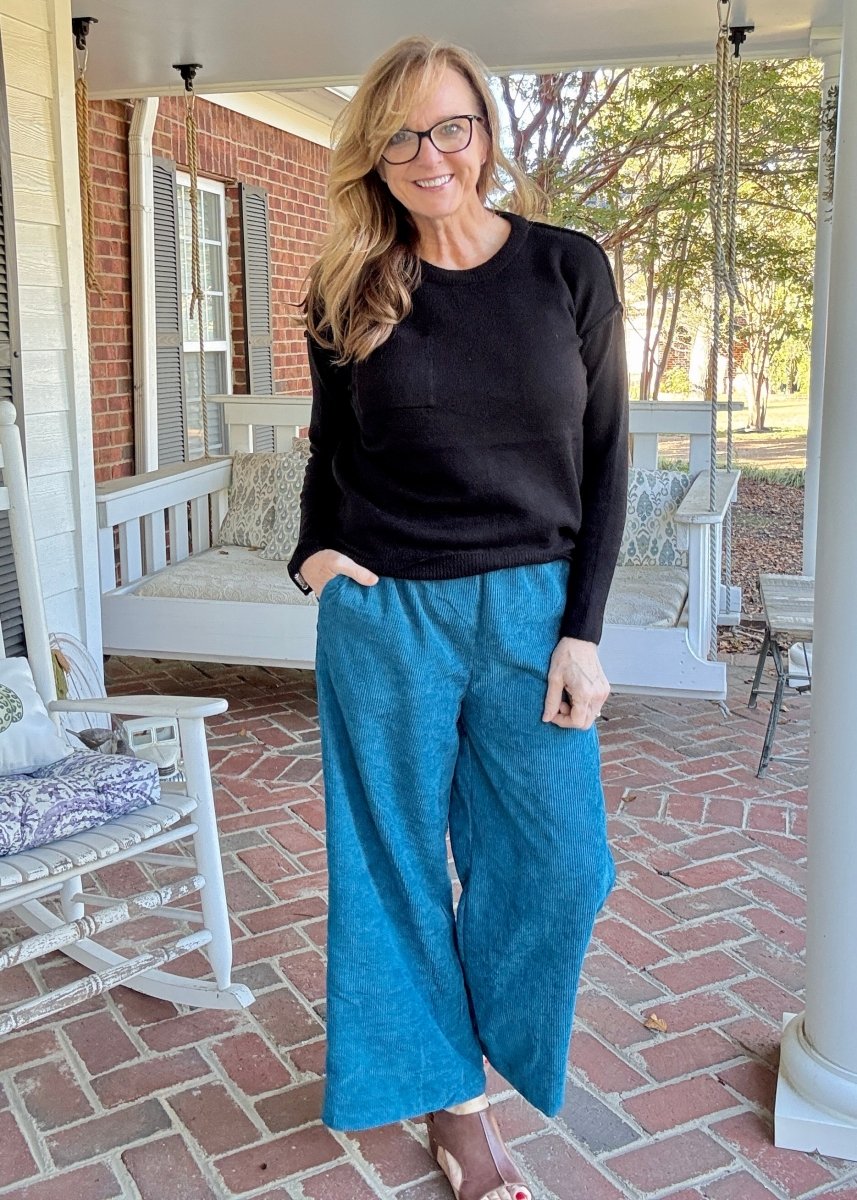 Lydia Corduroy Pants - Teal - corduroy pants - Jimberly's Boutique - Olive Branch - Mississippi