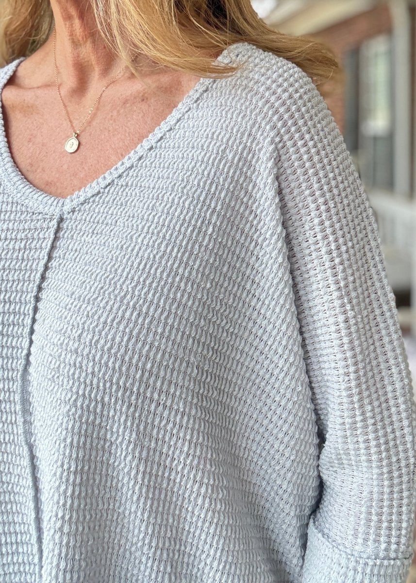 Macie 3/4 Sleeve Sweater - Lt Grey - sweater -Jimberly's Boutique-Olive Branch-Mississippi