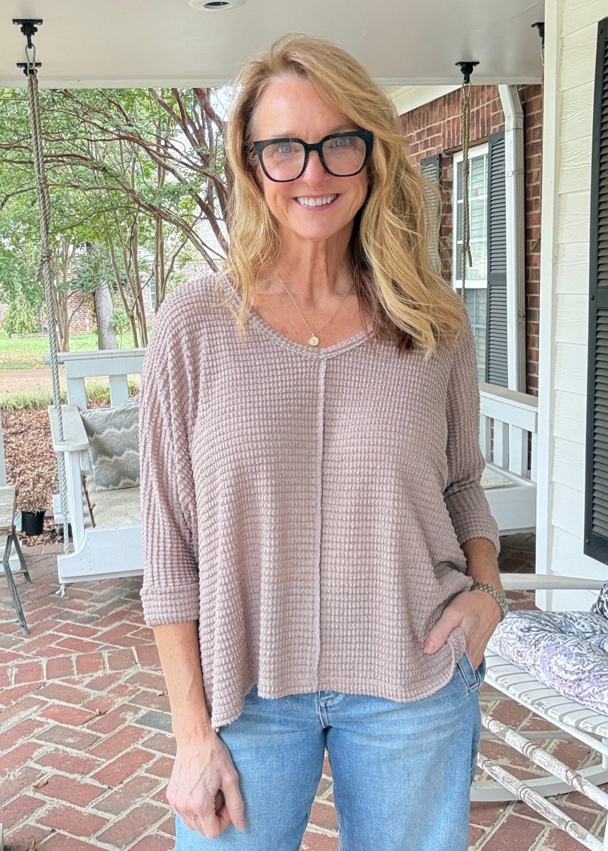 Macie 3/4 Sleeve Sweater - Lt Mocha - sweater -Jimberly's Boutique-Olive Branch-Mississippi