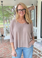 Macie 3/4 Sleeve Sweater - Lt Mocha - sweater -Jimberly's Boutique-Olive Branch-Mississippi