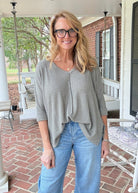 Macie 3/4 Sleeve Sweater - Lt Olive - sweater -Jimberly's Boutique-Olive Branch-Mississippi