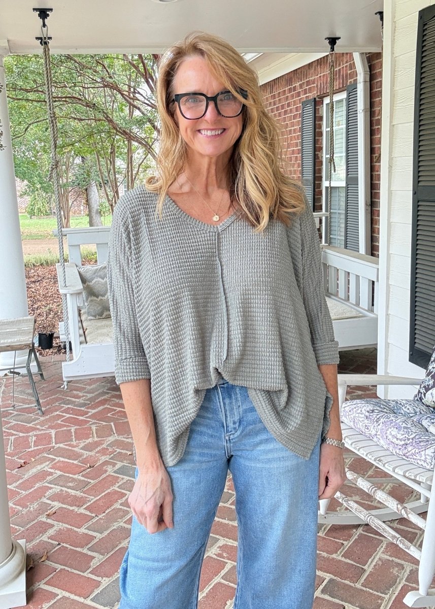 Macie 3/4 Sleeve Sweater - Lt Olive - sweater -Jimberly's Boutique-Olive Branch-Mississippi