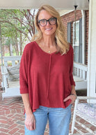 Macie 3/4 Sleeve Sweater - Rust - sweater -Jimberly's Boutique-Olive Branch-Mississippi