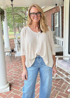 Macie 3/4 Sleeve Sweater - Sand Beige - sweater -Jimberly's Boutique-Olive Branch-Mississippi