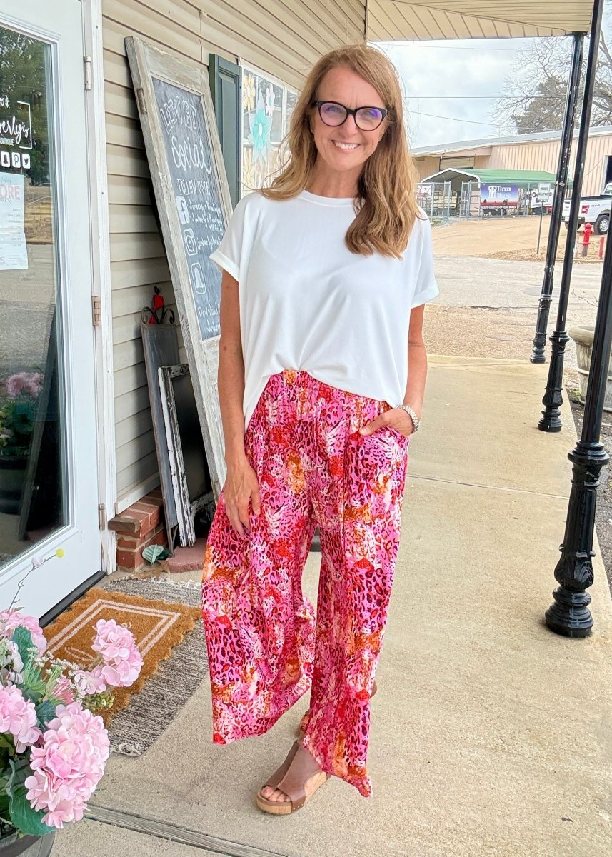 Magenta Mix Wide Leg Pants - Casual Pants - Jimberly's Boutique - Olive Branch - Mississippi