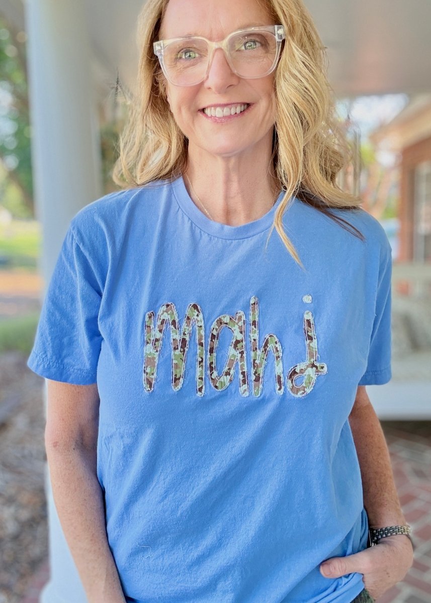 MAHJ Camo Applique Tshirt - Blue - Tshirt -Jimberly's Boutique-Olive Branch-Mississippi