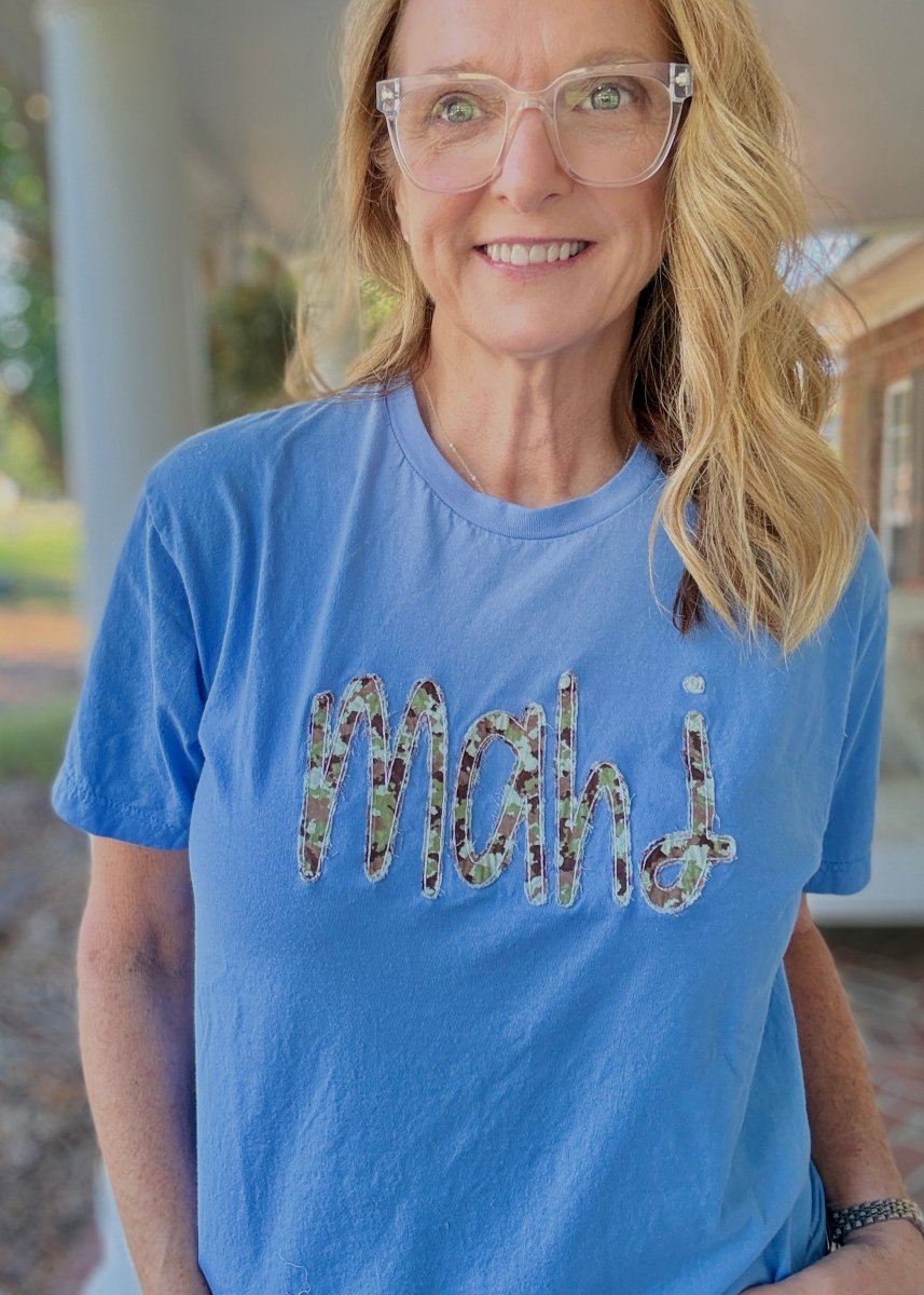 MAHJ Camo Applique Tshirt - Blue - Tshirt -Jimberly's Boutique-Olive Branch-Mississippi