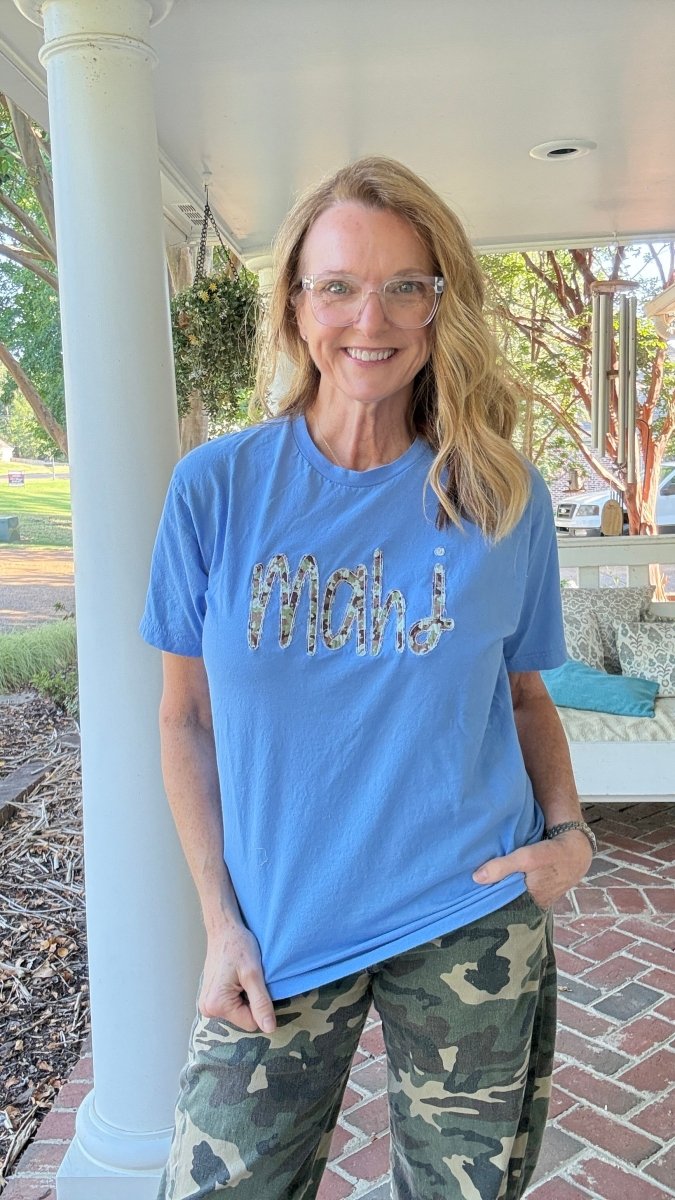 MAHJ Camo Applique Tshirt - Blue - Tshirt -Jimberly's Boutique-Olive Branch-Mississippi