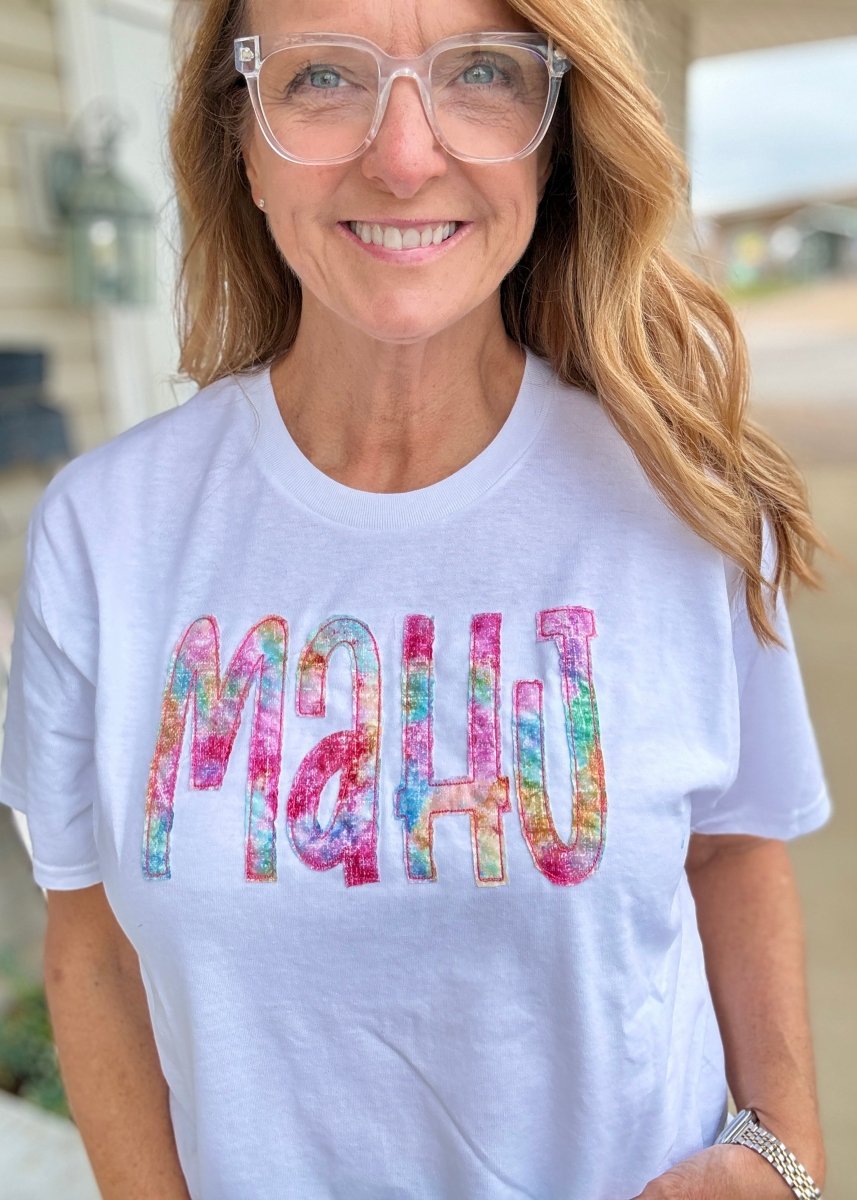 MAHJ Cotton Candy Applique Tshirt - White - Tshirt - Jimberly's Boutique - Olive Branch - Mississippi