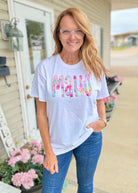 MAHJ Cotton Candy Applique Tshirt - White - Tshirt - Jimberly's Boutique - Olive Branch - Mississippi